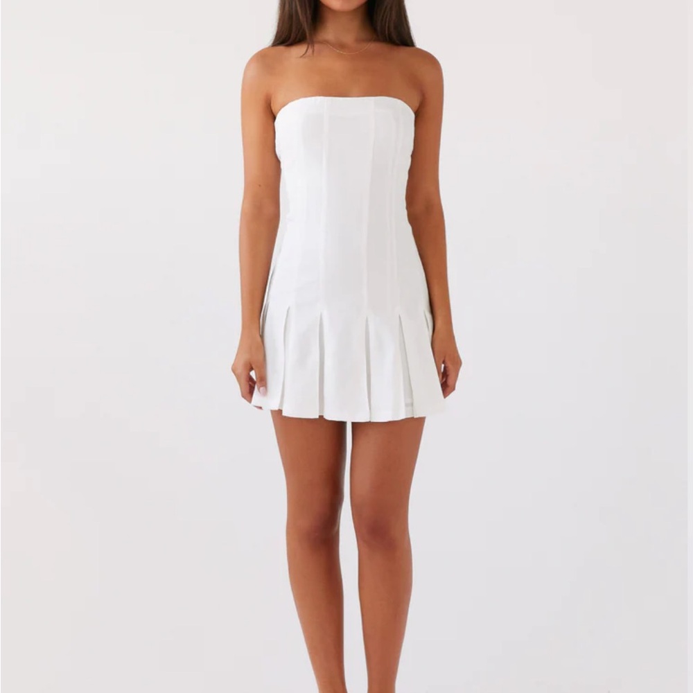 PEPPERMAYO STRAPLESS WHITE TUBE MINI DRESS DROPWAIST (NWT)